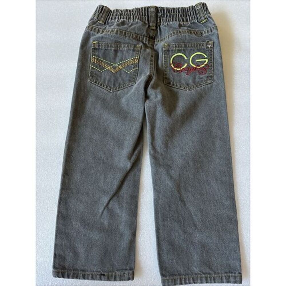 Coogi Kids Embroidered Logo Denim Jeans Gray Faded Black Streetwear Hip Hop 4T